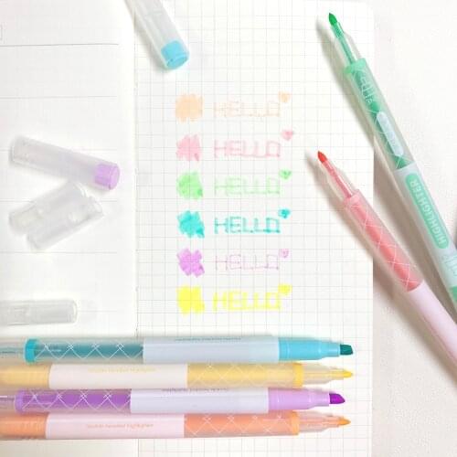 6Colors Highlighter Pen Set Sakura Color Marker Pen For Journal Diary Scrapbooking Painting Art School Supplies Stationery