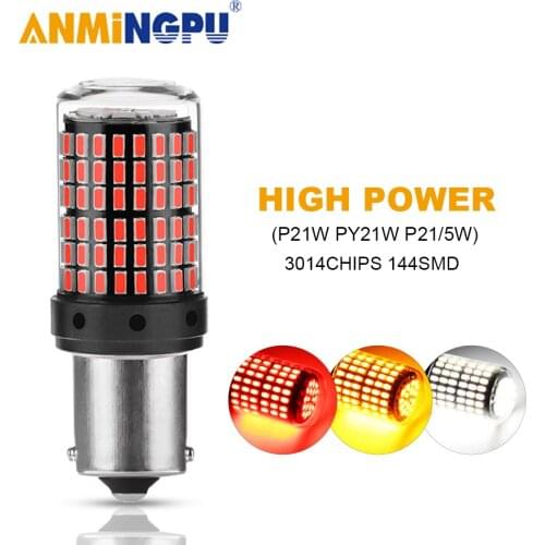 ANMINGPU 1X P21W Led BA15S PY21W BAU15S 1156 Led Bulbs 1157 LED P21/5W BAY15D 3014SMD Signal Lamp Turn Signal Light Backup Light