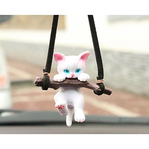 Car Pendant Creative Cute Branch Cat Rearview Mirror Pendant Car Interior Decoration For Girls Car Interior Accessories