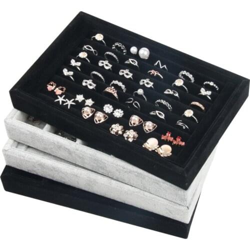 Black ColorVelvet Ring Organizer Jewelry Display Shelf Rings Display Boxes Quality Rings Storage For Jewelry Show Case22*14* 3cm