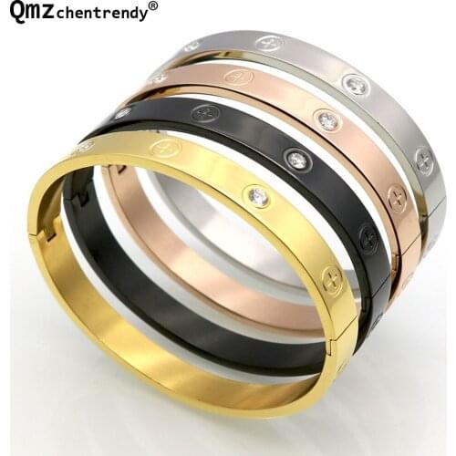 316L Stainless Steel Luxury New Brand Women Men Classic Design Screw Love Stone Bracelets Cross Bangles fashion Bangle