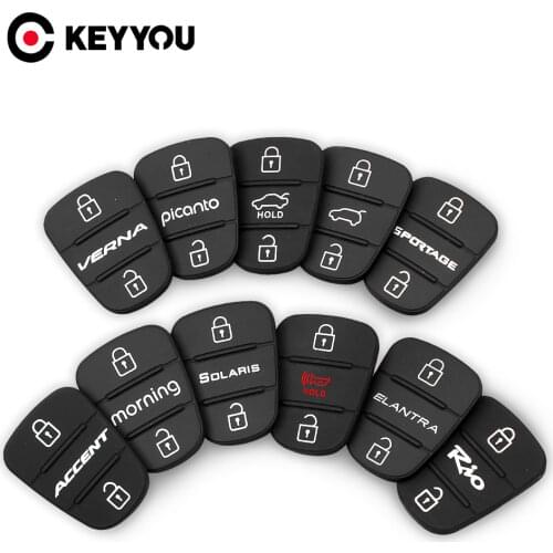 KEYYOU Rubber Button Pad For Hyundai I30 IX35 Solaris Accent Elantra Sportage Hold Kia K2 K5 RIO Verna Flip Car Remote Key Shell