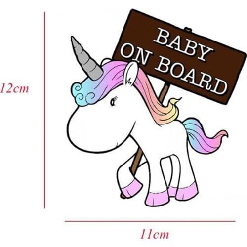 BABY ON BOARD Lovely Unicorn Car Sticker Styling Cartoon Decals Vinyl Waterproof New