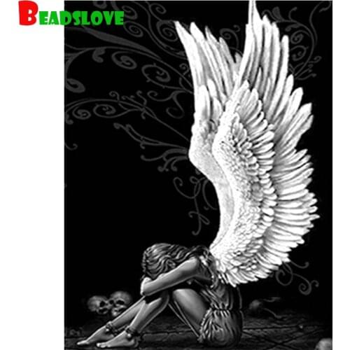 DIY Diamond Painting Angel and demon Cross Stitch 5d full Drill square round diamond mosaic rhinestone diamond embroidery Sale