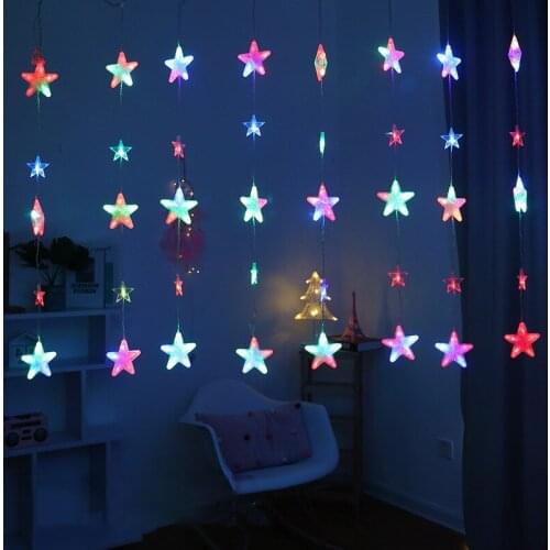 8 Flash Modes LED Star Curtain String Lights Christmas Lights Outdoor Indoor Wedding Home Decorations New Year