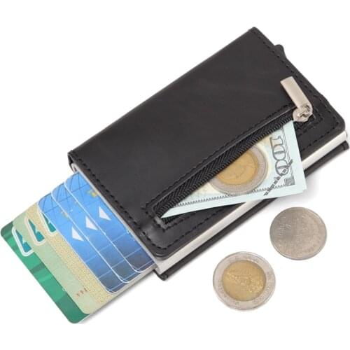 RFID Blocking Credit Card Holder Wallet Men Women Metal Fashion Aluminium Bussiness Crad Bag PU Leather Bank Cardholder Case