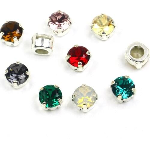8MM Round Shape Crystal Rhinestone sew on pointed back rhinestones With Claw Round Glass Sewing Rhinestones strass For needlewo