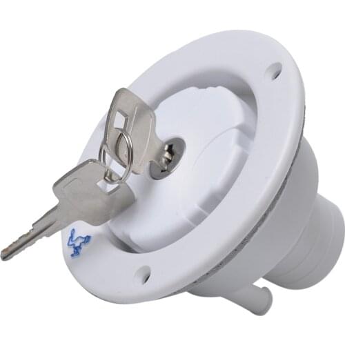 Round WHITE Gravity Fresh Water Fill Hatch Inlet UV Plastic RV Trailer