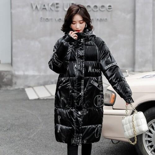 New Shiny Down Padded Jacket Women Overcoat Long Thick Loose Fashion Warm Down Cotton Jacket Ladies Winter Parka Jacket Female