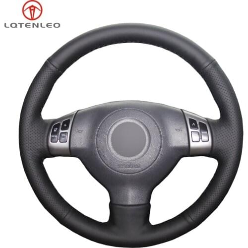 LQTENLEO Black Genuine Leather Steering Wheel Cover For Suzuki SX4 2006-2013 Swift 2005-2011 Splash Alto 2007-2015 Opel Agila