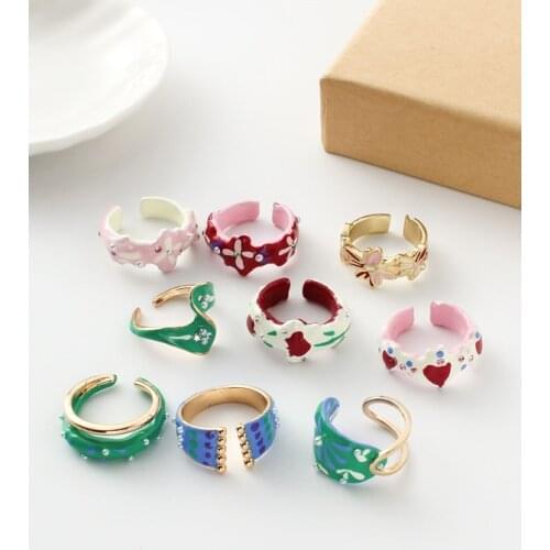Fashion Ins Wind Men and Women with Rings Trendy Manual Drops of Oil Opening Can Be Adjusted Copper Rings Jewelry for Couples