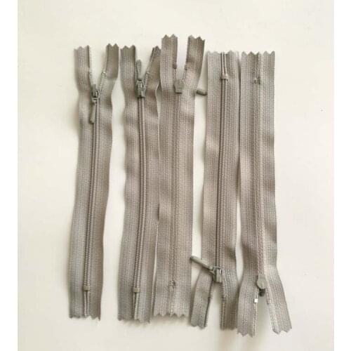 50pcs/lot Ykk Zippers Bulk for Sewing Bright Gray 3# Nylon Coil Close End 16cm Dress Pocket Bag Pants Accessories Tailor Zipper