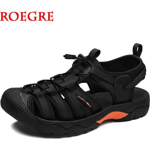 New Mens Sandals Summer Genuine Leather Sandals Outdoor Men Beach Shoes Rome Sandals Comfortable Plus Size 48 Men Casual Shoes