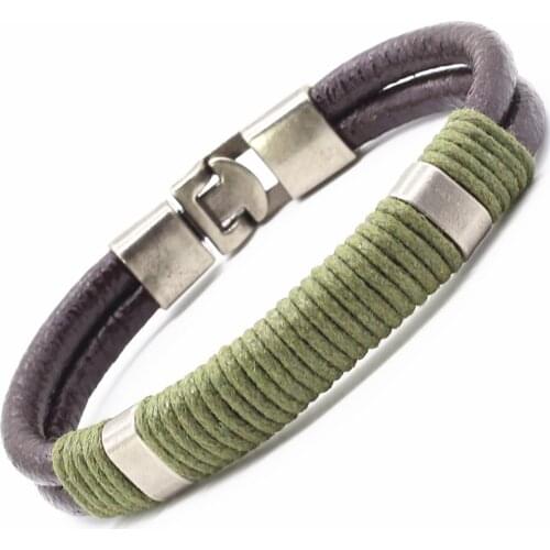 New Fashion Punk Brown Red Weave Leather Rope Cuff Charm Men Bracelets Bangles For Women Homme Vintage Jewelry Accessories