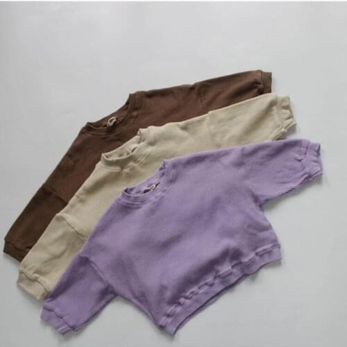 New Autumn Children Long Sleeve T-shirts Solid Color Bat Sleeve Korean Style Toddlers Kids Pullovers Tops Children Casual Tees