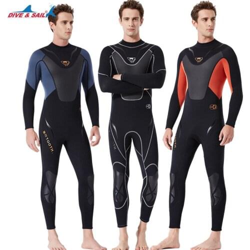 New 3mm wetsuit mens one-piece surfing suit long-sleeved sun protection warm snorkeling suit neoprene cold surfing suit