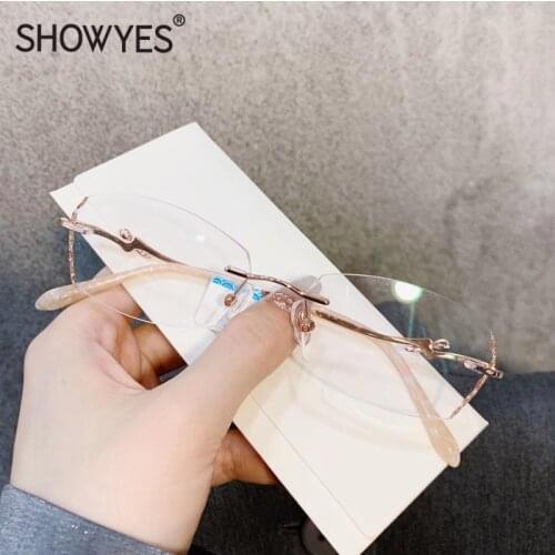 High Clear Reading Glasses Women Luxury Rhinestone Eyeglasses Rimless Female Hyperopia Womens Pink Lovely Presbyopic Eye Glasse