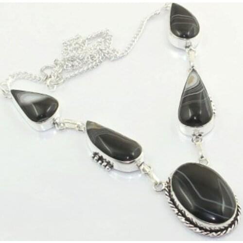 Botswana Agates Necklace Silver Overlay over Copper ,50.8cm, N3746