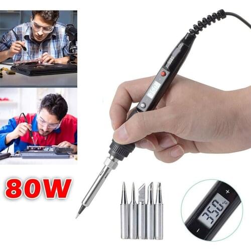 80W Electric Soldering Iron Soldering Pen LCD Digital Adjustable Temperature AC110V-240V Welding Repair Rework Welding Iron Tool