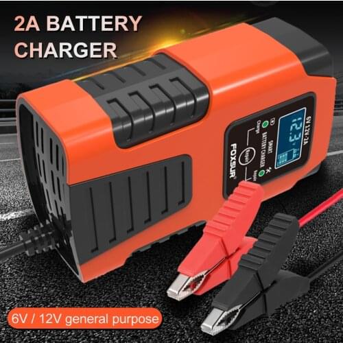Car Motorcycle 2A Fully Automatic Smart Charger 6V 12V Lead Acid Battery Charger Battery Maintainer 3-Stage Battery Desulfator