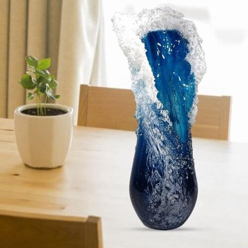 Hot Majestic Wavy Vase Resin Desktop Flower Pot Modern Resin Stunning Crafts Home Decoration Coffee Shop Decor Dropshipping