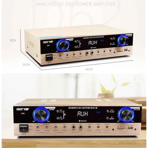 Professional High-power Home Theater Amplifier 220V 100W*2 D62 KTV K Song Home Audio Built-in 4.0 Bluetooth Amplifier