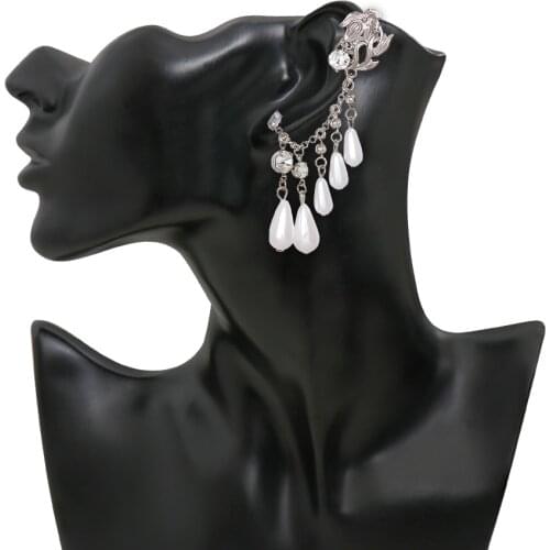 White Pearl Fringed Earrings Chain Earings Bohemia Drop Dangle Cute Earrings for Women Wedding Jewelry Gift