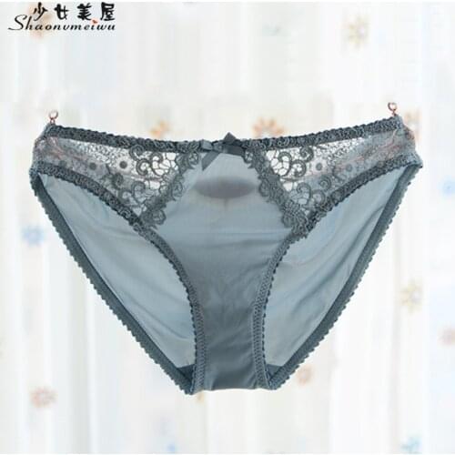 Shaonvmeiwu Water-soluble lace embroidery silk milk panty briefs translucent white underpants