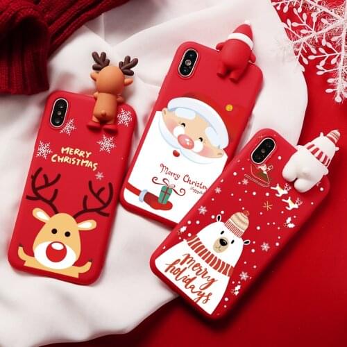 Lovely Cartoon 3D Doll Christmas Case Coque For iPhone 12 Pro Max mini 11 11pro Xs Max XR X 7 8 6 6S Plus SE 2020 Silicone Cover