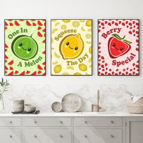 Nordic Cartoon Fruit Strawberry Lemon Watermelon Posters And Prints Modern Wall Art Canvas Painting Kitchen Home Decor Pictures