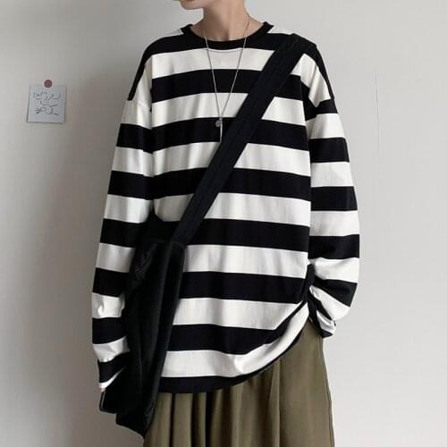 Fashion Mens Oversized Hoodies Plus Size Street White Black Striped Loose Baggy Hoody Long Sleeve Hoodie Men For Hipster