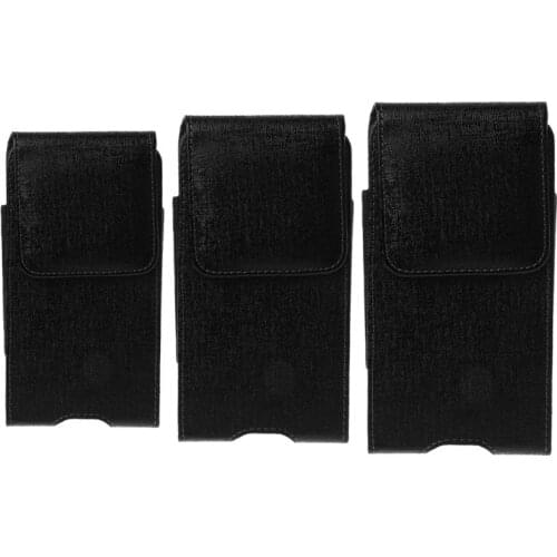 Universal Black Leather Holster Vertical Belt Clip Phone Pouch Waist Bag for iphone Cellphone Accessories