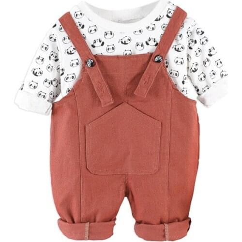 Spring Autumn Baby Girl Clothes Children Boys Cotton Cartoon T Shirt Overalls 2Pcs/sets Toddler Fashion Costume Kids Tracksuits