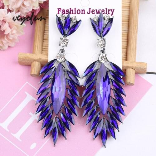 Veyofun Crystal Vintage Drop Earrings Luxury Paty Dangle Earrings for Women Fashion Jewelry