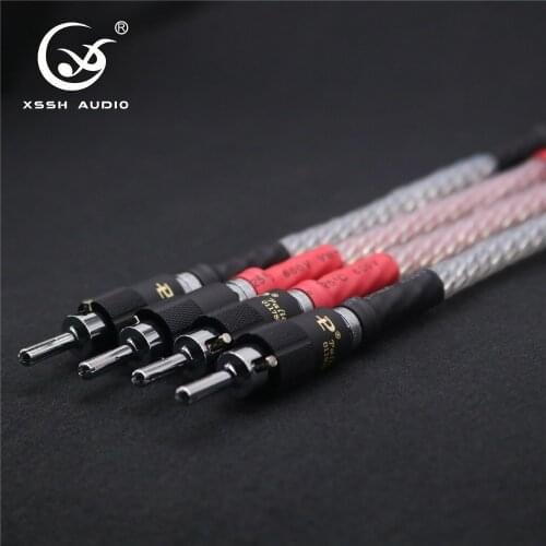 XSSH Audio 4pcsBi Wire 8 core Valhalla IDY anoxic OFC copper silver plated audio Banana Plug Jumper Speaker Bi Cord Cable Wire