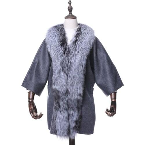 Womens Genuine Cashmere Shawl Fox Collar Half Sleeve Wedding Wraps Lady Pashmina Winter Poncho VF7067
