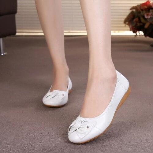 Women Genuine Leather Flat Shoes First Layer Leather Casual Shoes Woman Female Single Shoes