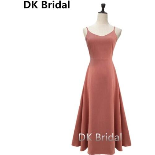 Real Picture Sexy V-Neck A-Line Spaghetti Straps Pink Chiffon Backless Evening Dresses 2019 Sashes Womens Formal Dresses Prom