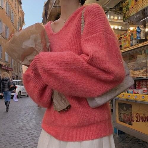 Candy Color Sweater Woman KNTS Korean Winter Pullover Joint Retro Loose Version Concise Frock The Fairy Van Hansenne Ethos