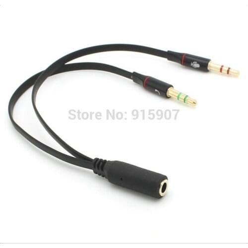 Zihan Dual 3.5mm Male to Single Female Headphone Microphone Audio Splitter Cable for Cell Phone & Tablet & Laptop Black Color