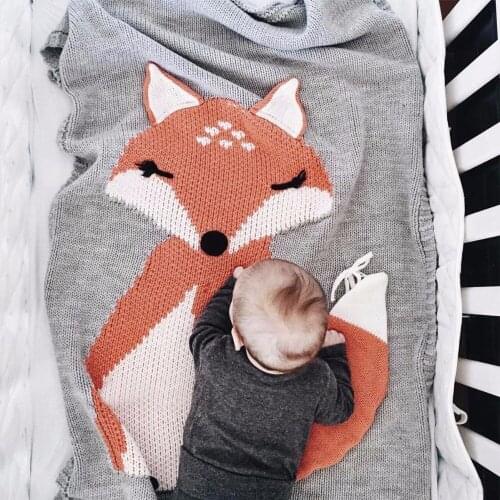 1 Pcs Newborn Fox Swaddling Cartoon Baby Blanket Wrap Soft Blanket Baby Toddler Bedding Knitted Kids Girls Blanket Bedding props