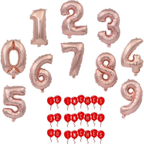 16/32/40 inch ballons 0-9 Digital Number Optional Letter Balloon Rose Gold Aluminum Foil Helium Balloons Birthday Wedding Party