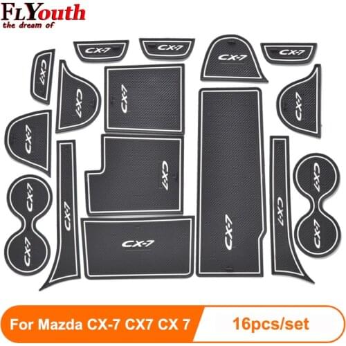 16pcs/set For Mazda CX-7 CX7 CX 7 3D Rubber Mat Non-slip Interior Cup Pad Door Groove Mat Car door mat Auto Accessories Styling