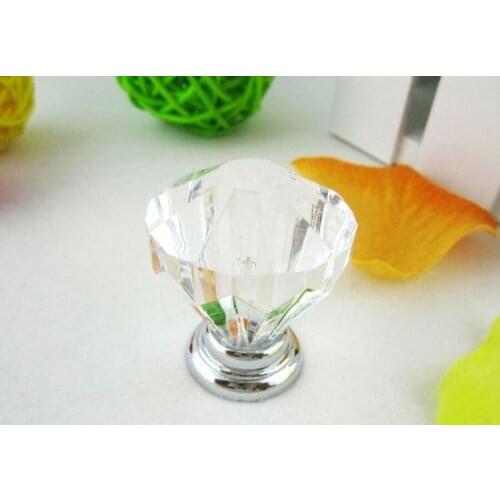 20Pcs Clear Crystal Acrylic Cabinet knob With Zinc Alloy Chrome Metal Part