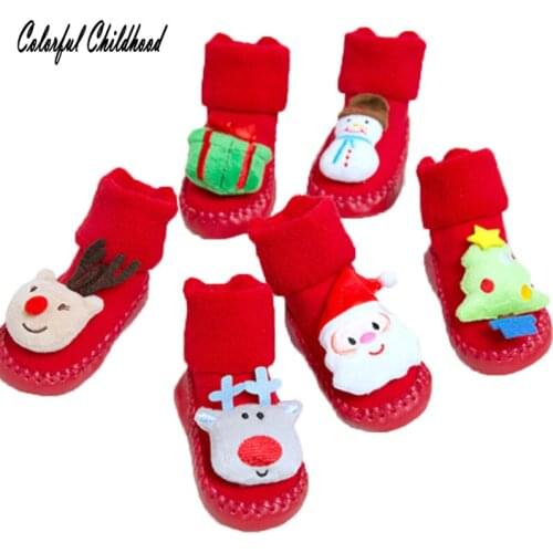 2018 Newborn Baby Girl Socks Soft Winter Autumn Snowflake Elk Santa Claus Christmas Toddler Shoes Baby Boy Sock skarpetki 0-18m