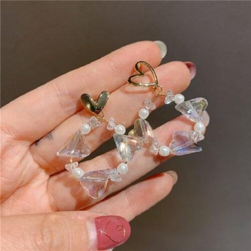 2020 New Fahion Womens Earrings Sweet Round Heart Pearl Earrings for Women Bijoux Korean Girl Party Gifts Jewelry Wholesale