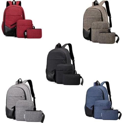 3PCS Unisex Nylon Backpack Laptop Bookbag Casual Rucksack Large Capacity Travel Bagpack for Women Meb