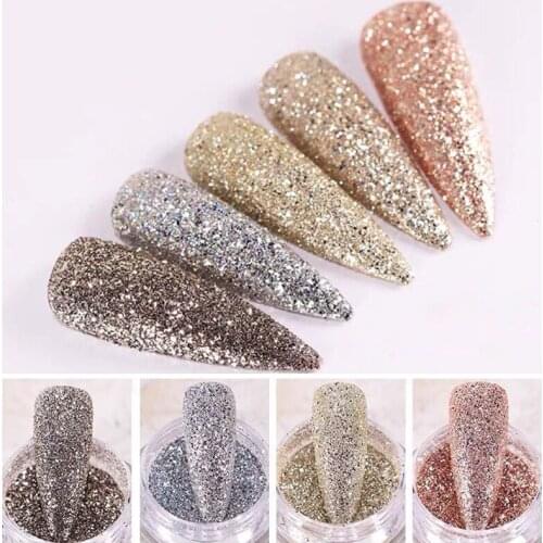 6 Colors Nail Crystal Diamond Powder Rainbow Color Glitter Shiny Pigment Holographic Glass Micro Drill Nails Art Decoration