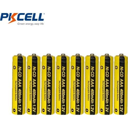 4/8PC PKCELL 1.2V AAA NICD Rechargeable Battery 400mAh Solar lights toys batteries Powered with Button Top