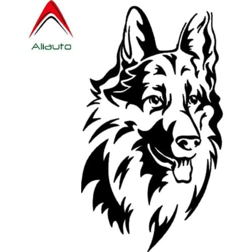 Aliauto Car Stickers German Shepherd Dog Vinyl Decal Waterproof Automobile Styling Truck Accessories Black/Silver,9cm*16cm